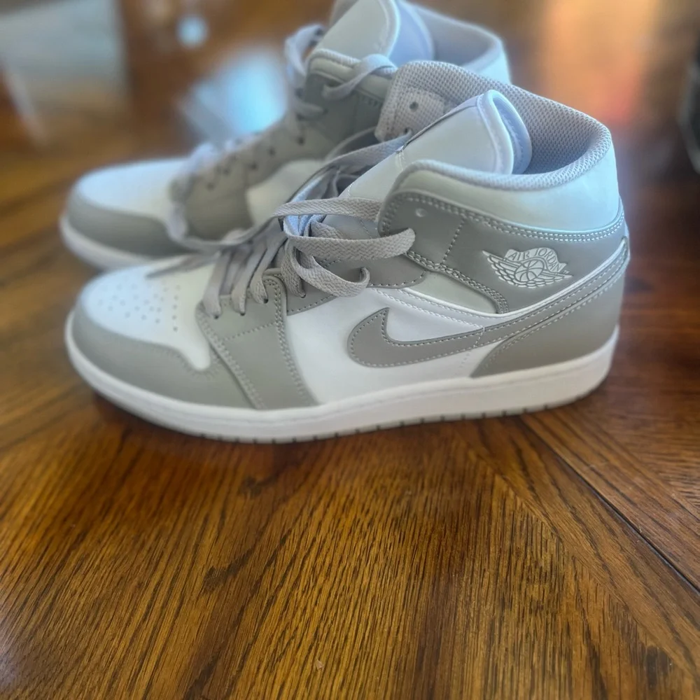 Jordan Mid-Top Sneakers in White and Light Gray